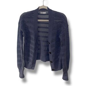 Sonoma Women’s Open Knit Sweater Cardigan Size S Blue